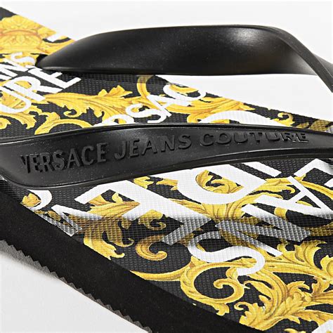 tongs versace homme|Tongs avec logo Noir,Or .